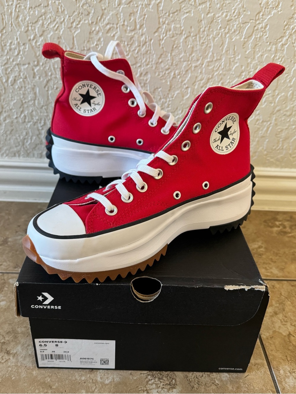 Converse Red and White Low-Top Sneakers with Gum Soles - Picture 2 of 4